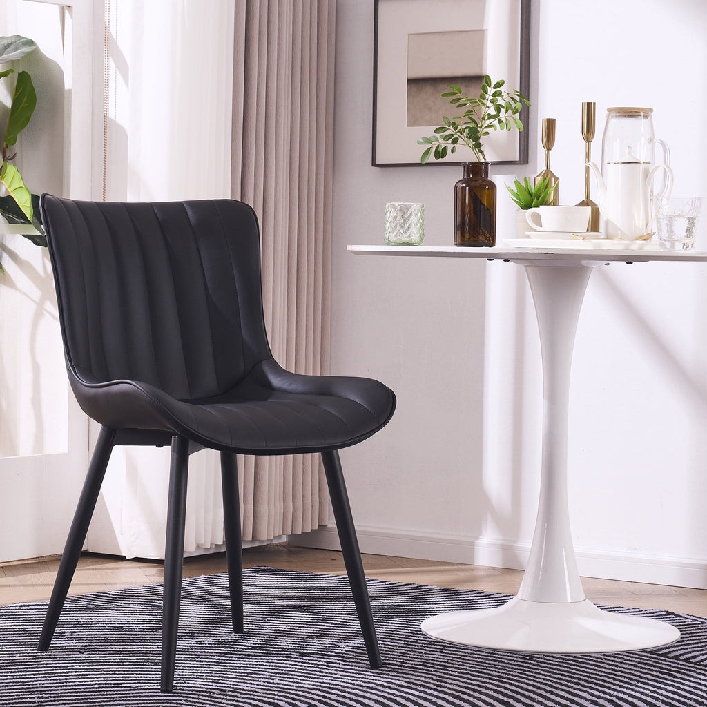 Black Faux Leather Dining Chair V339