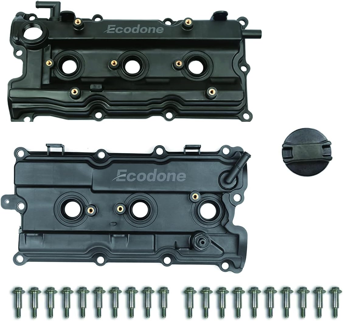 Valve Cover Set with Bolts, Oil Cap, Gaskets, Spark Plug Tube Seals, PCV Valve, Pack of 2 T425
