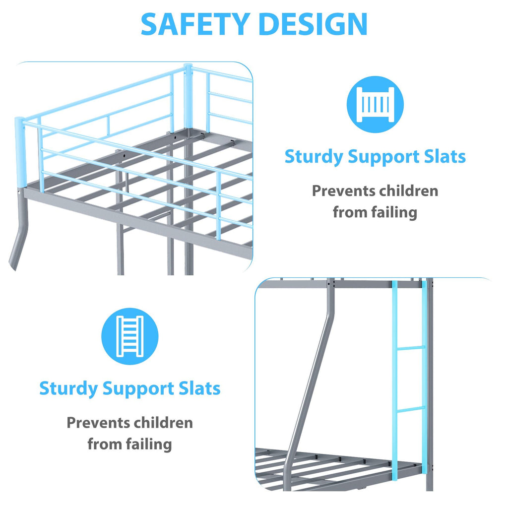 Twin Over Full Metal Bunk Beds with Trundle Bed and Side Ladders L48360