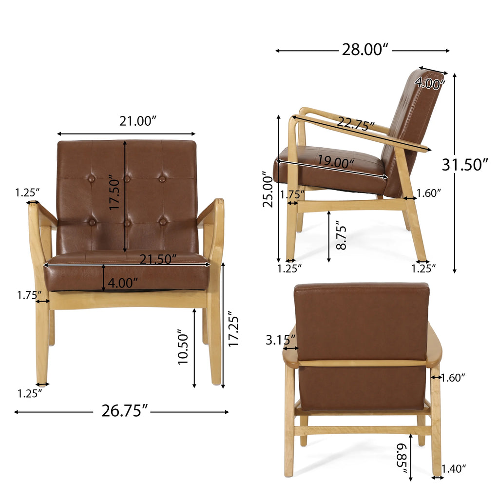 Cognac Brown Faux Leather Club Chair B275