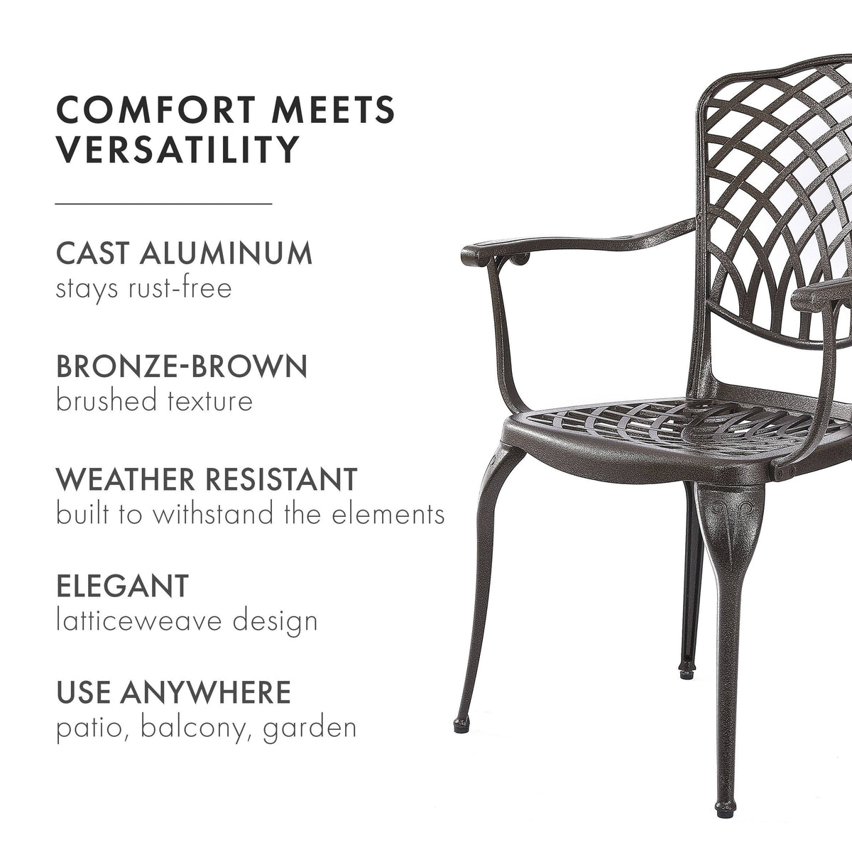 Bronze Decorative Aluminum Outdoor Dining Chairs (2-Pack) G540