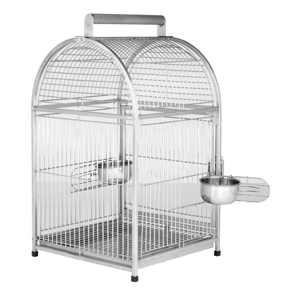 Stainless Steel Parrot Travel Cage Bird Cage Carrier with Handle Perch U919