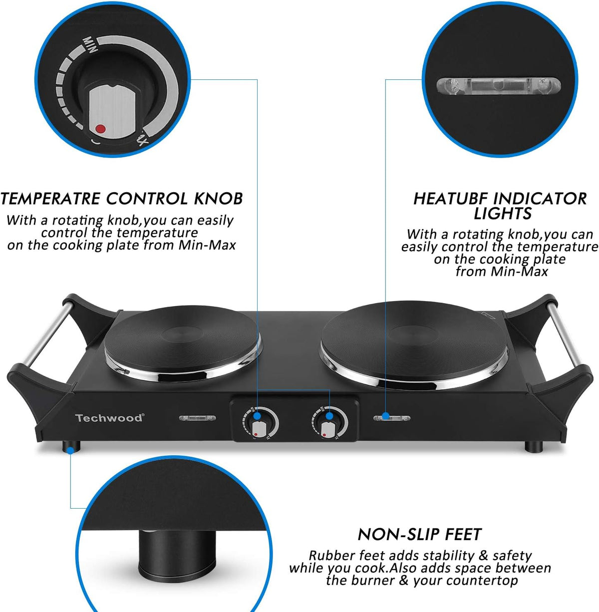 1800W Portable Dual Burner Electric Hot Plate S90095