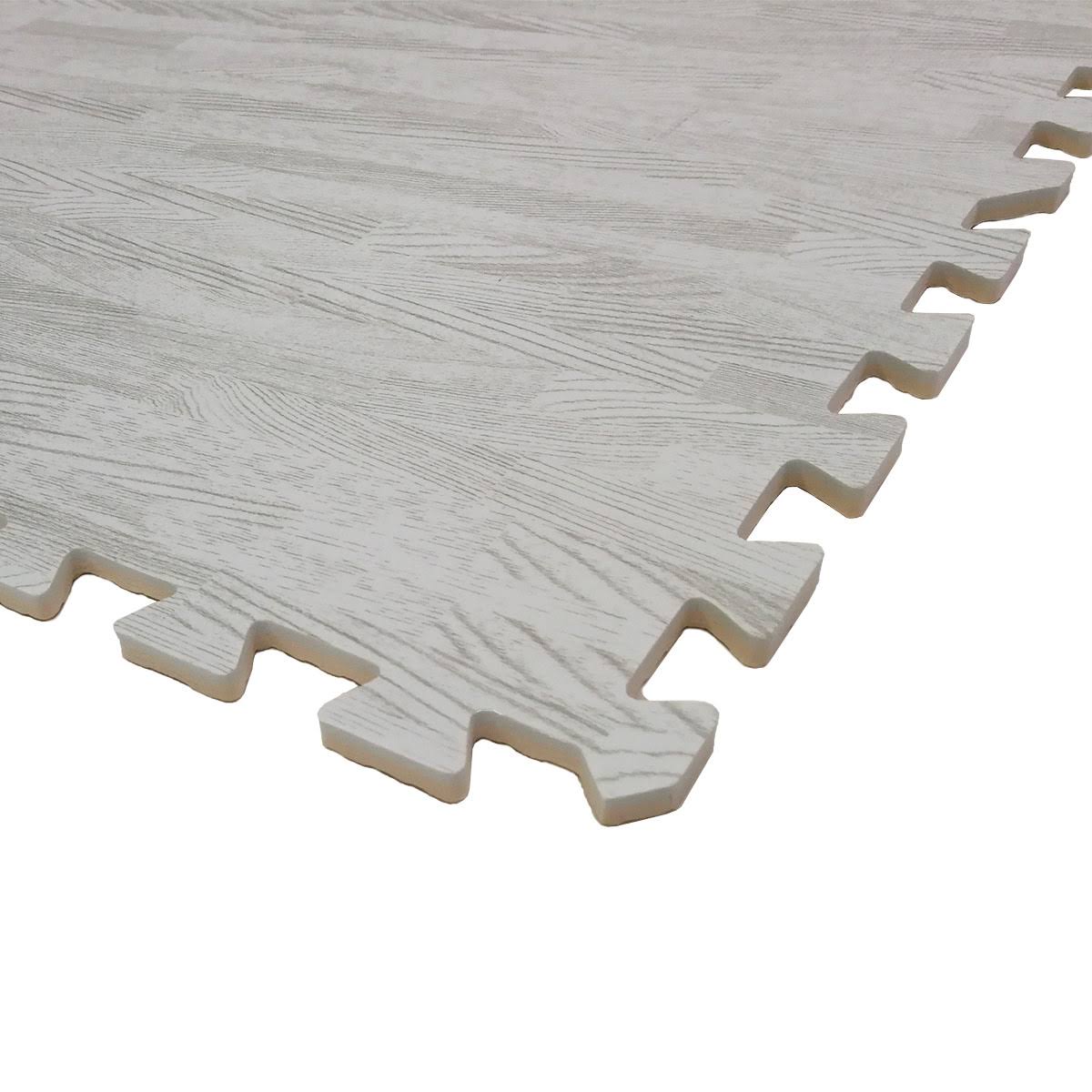White Wood Grain Foam Mat Interlocking Flooring 25pcs E54651