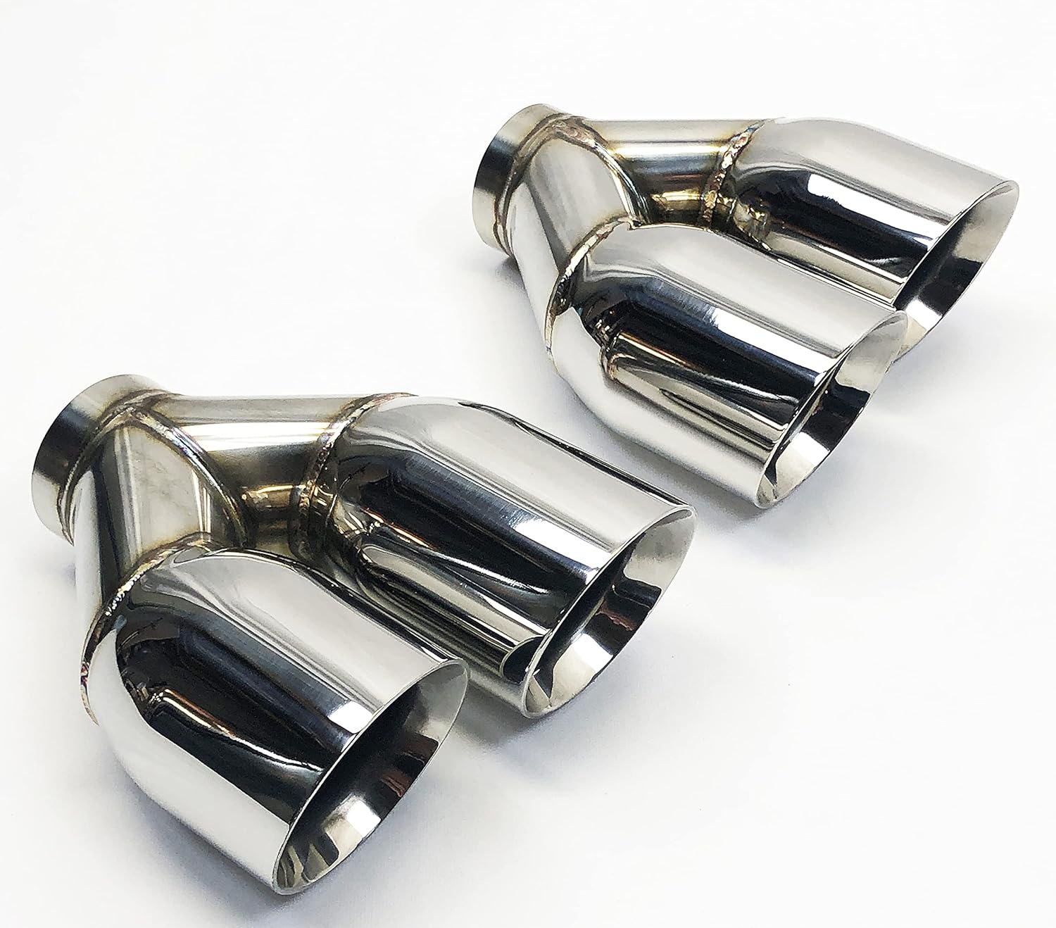 3.50" Outlet 9.50" long 2.50" Inlet Weld On Dual Slant Stainless Exhaust Tip E935147