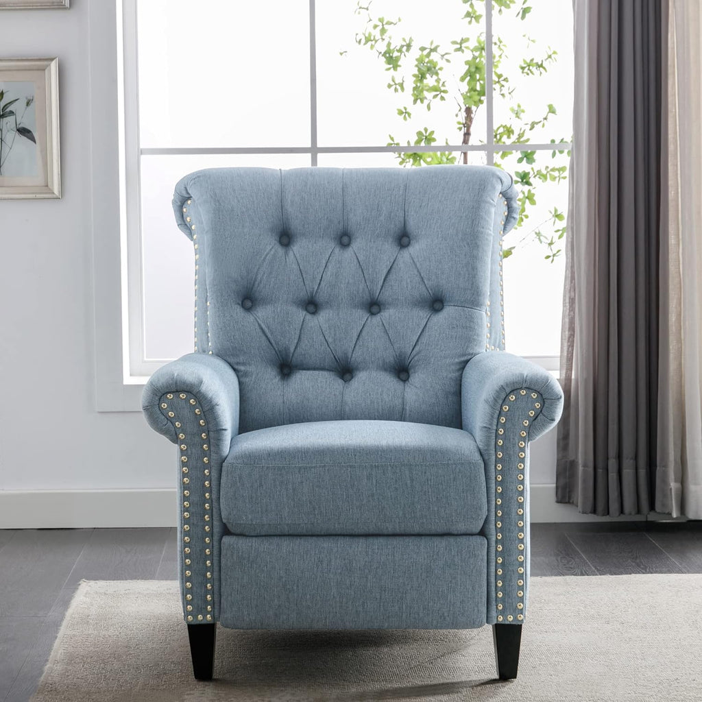 Blue Linen Tufted Recliner Sofa W99782
