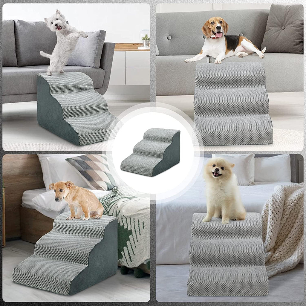 Grey Non-Slip Foam Pet Ramp Stairs O70372