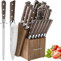 15 Pc German High Carbon Stainless Steel Knife Set with Wooden Block Q172