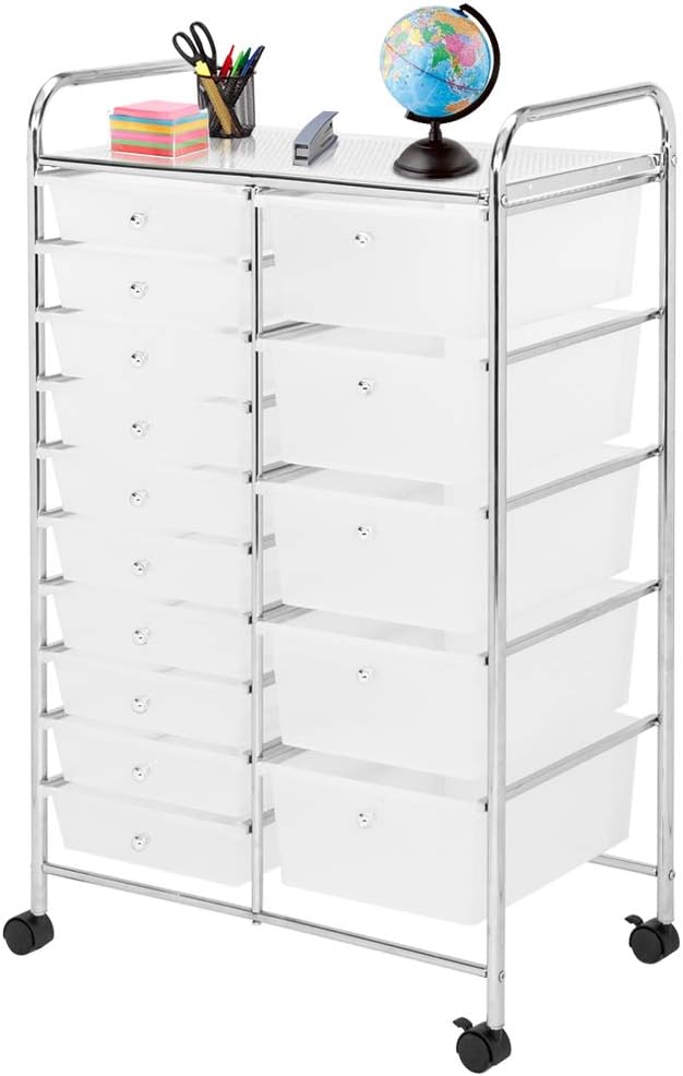 15-Drawer Rolling Storage Cart (Black) Q9619