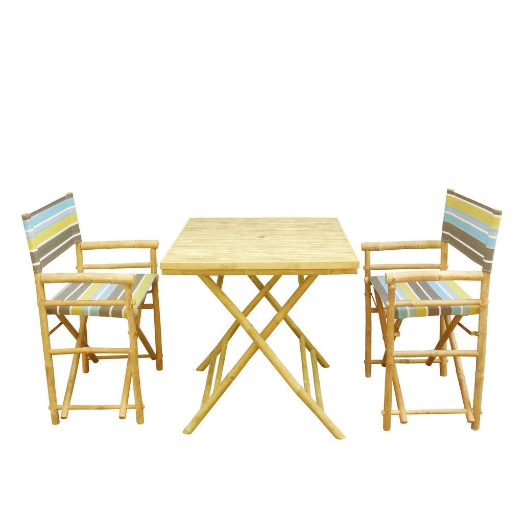 3 Piece Square Folding Bamboo Patio Dining Set N84426