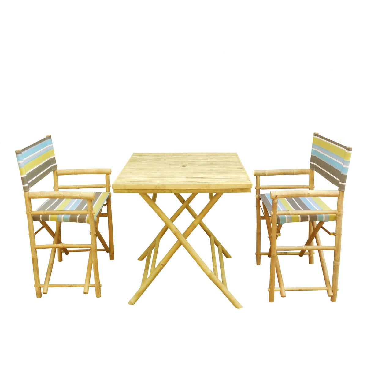 3 Piece Square Folding Bamboo Patio Dining Set N84426