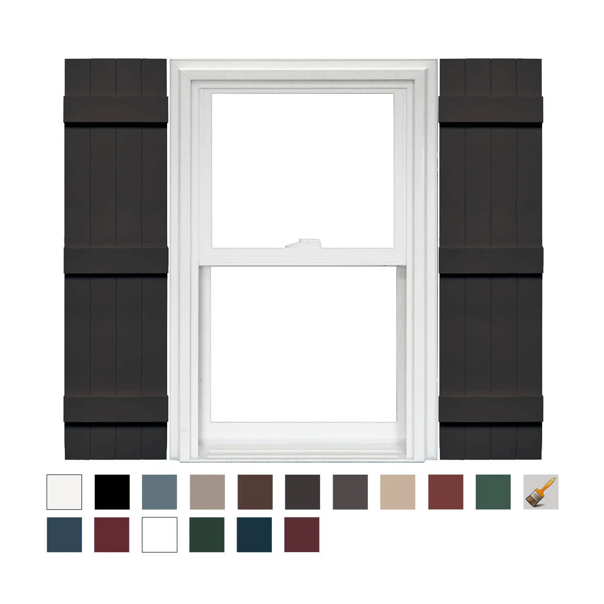 4 Board and Batten Joined Vinyl Shutters (1 Pair) - 14 x 59 Musket Brown Z9675