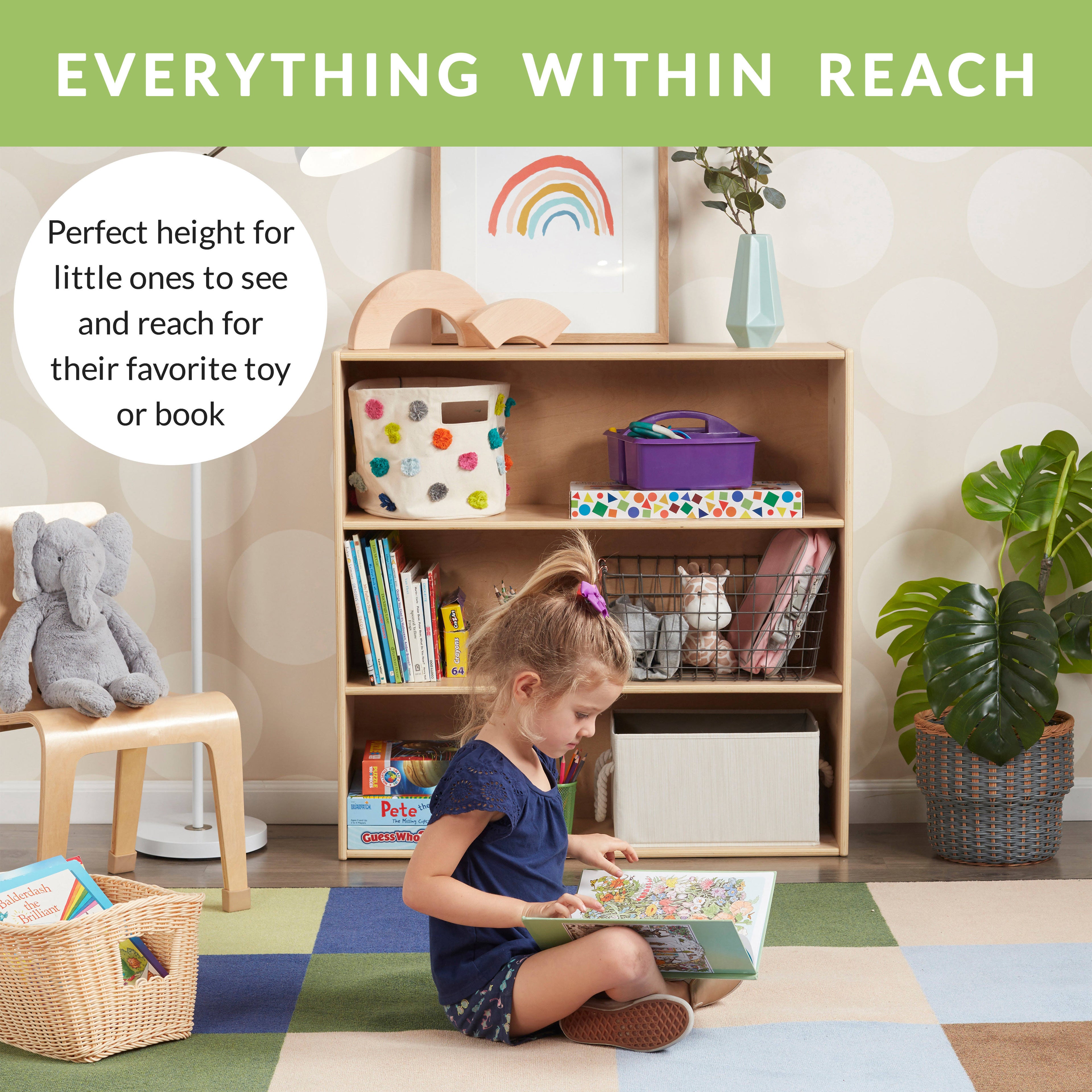 Birch 3-Shelf Storage Cabinet with Back 36in H A652