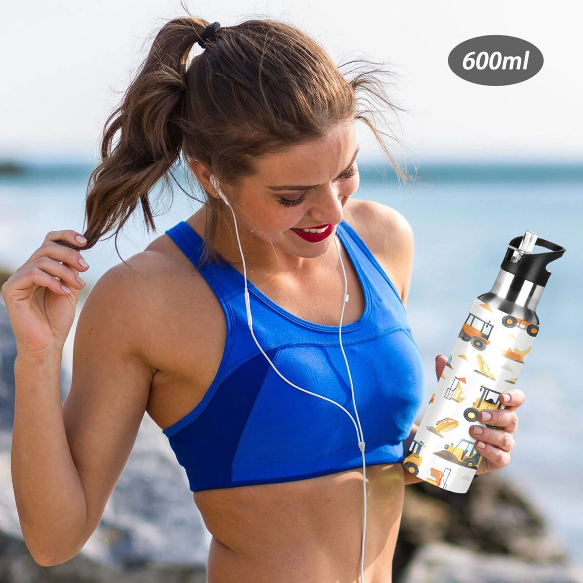 Stainless Steel Insulated Vacuum Flask Water Bottle with Straw Lid V91689
