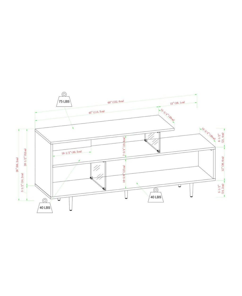 Dark Brown Wood and Glass Console I94148