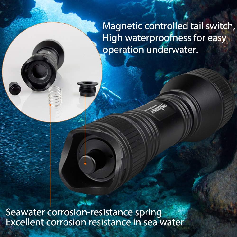 D550 Dive Light 1000 Lumens Scuba Dive Torch with Battery, Wrist Strap, Lanyard, Waterproof O-Rings S408660