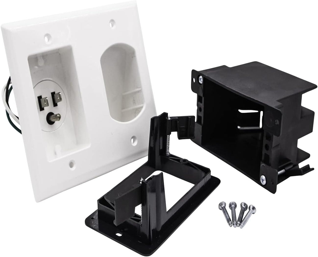 125V Wall Mount TV Power Outlet with Brush Wall Plate H667