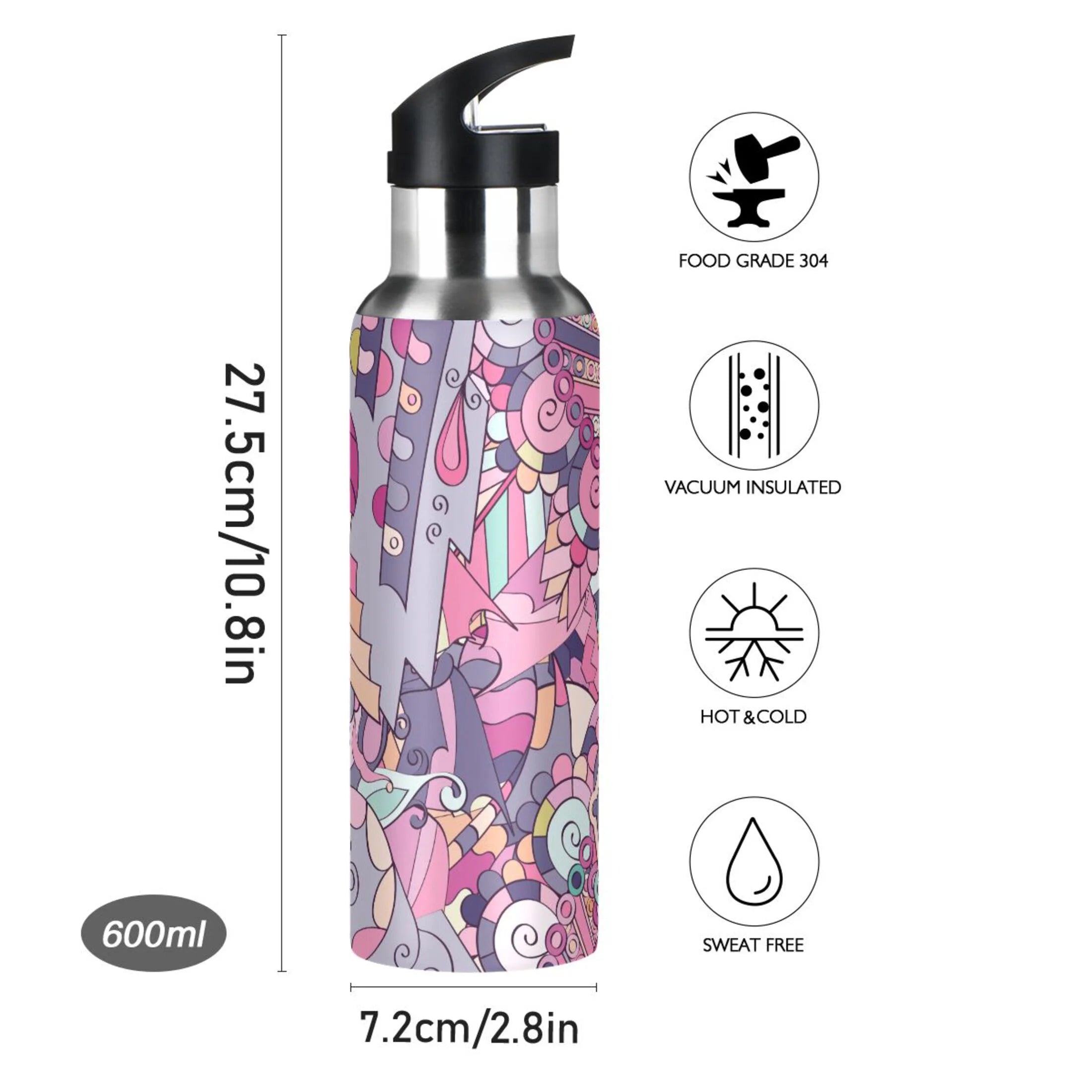 Stainless Steel Insulated Water Bottle with Straw Lid T557427