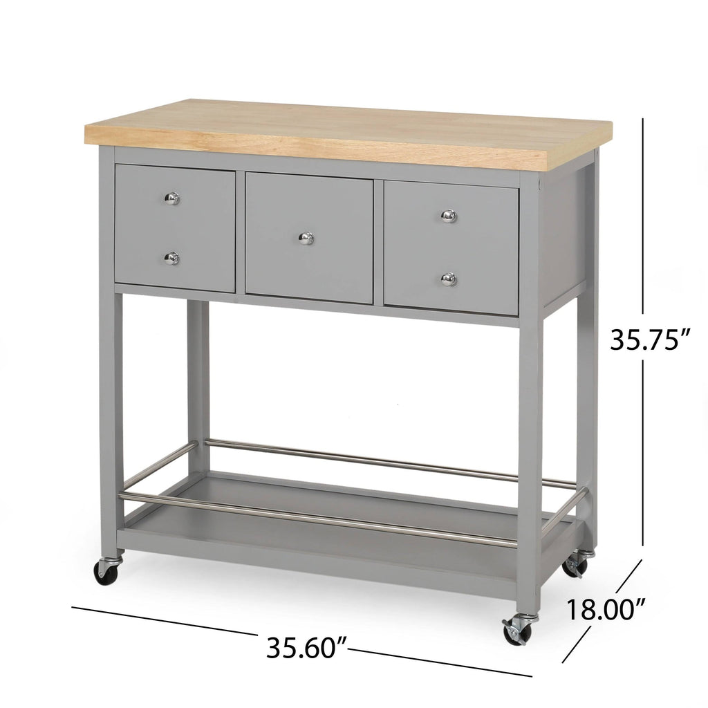 Natural + White Kitchen Cart J786
