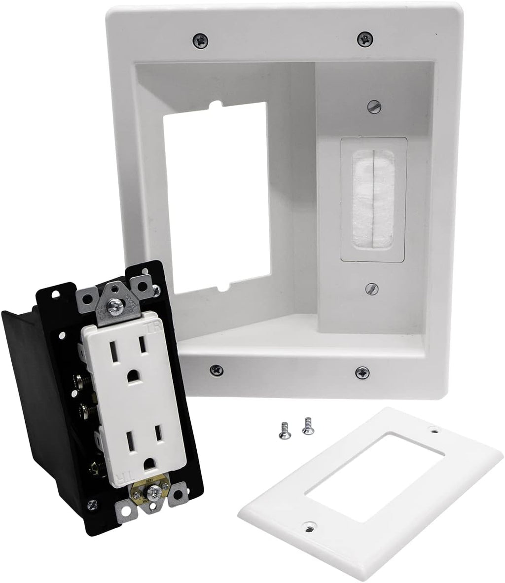 125V Wall Mount TV Power Outlet with Brush Wall Plate H667