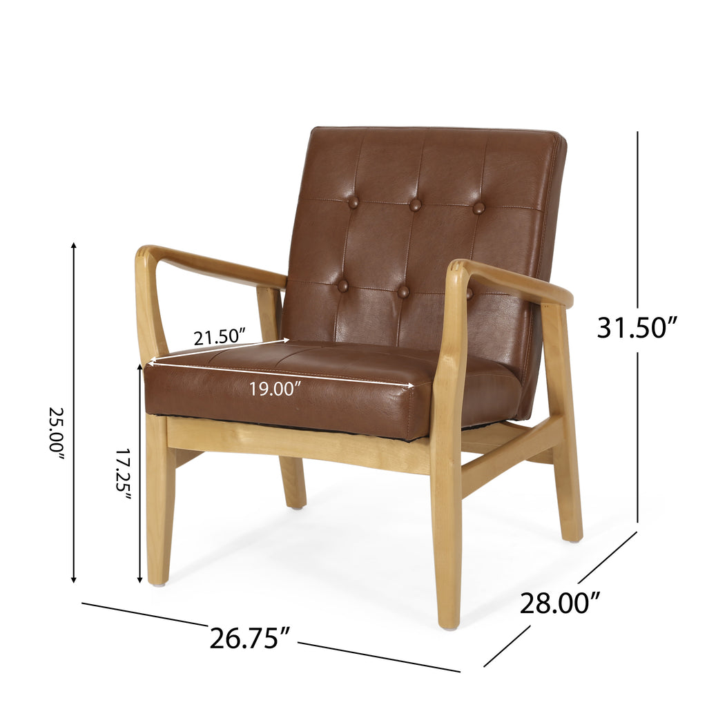 Cognac Brown Faux Leather Club Chair B275