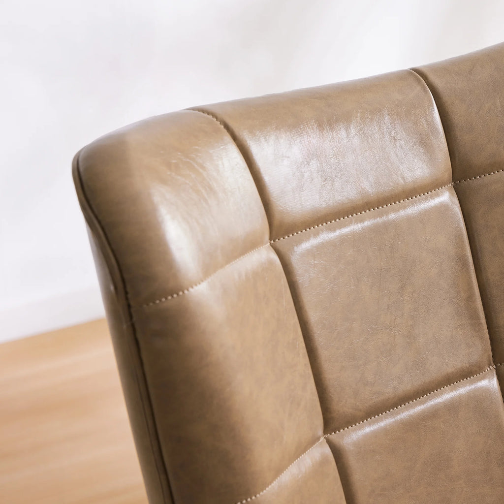 Mid-Century Accent Chairs, PU Leather, Solid Wood Legs, Amber, Set of 2 U367
