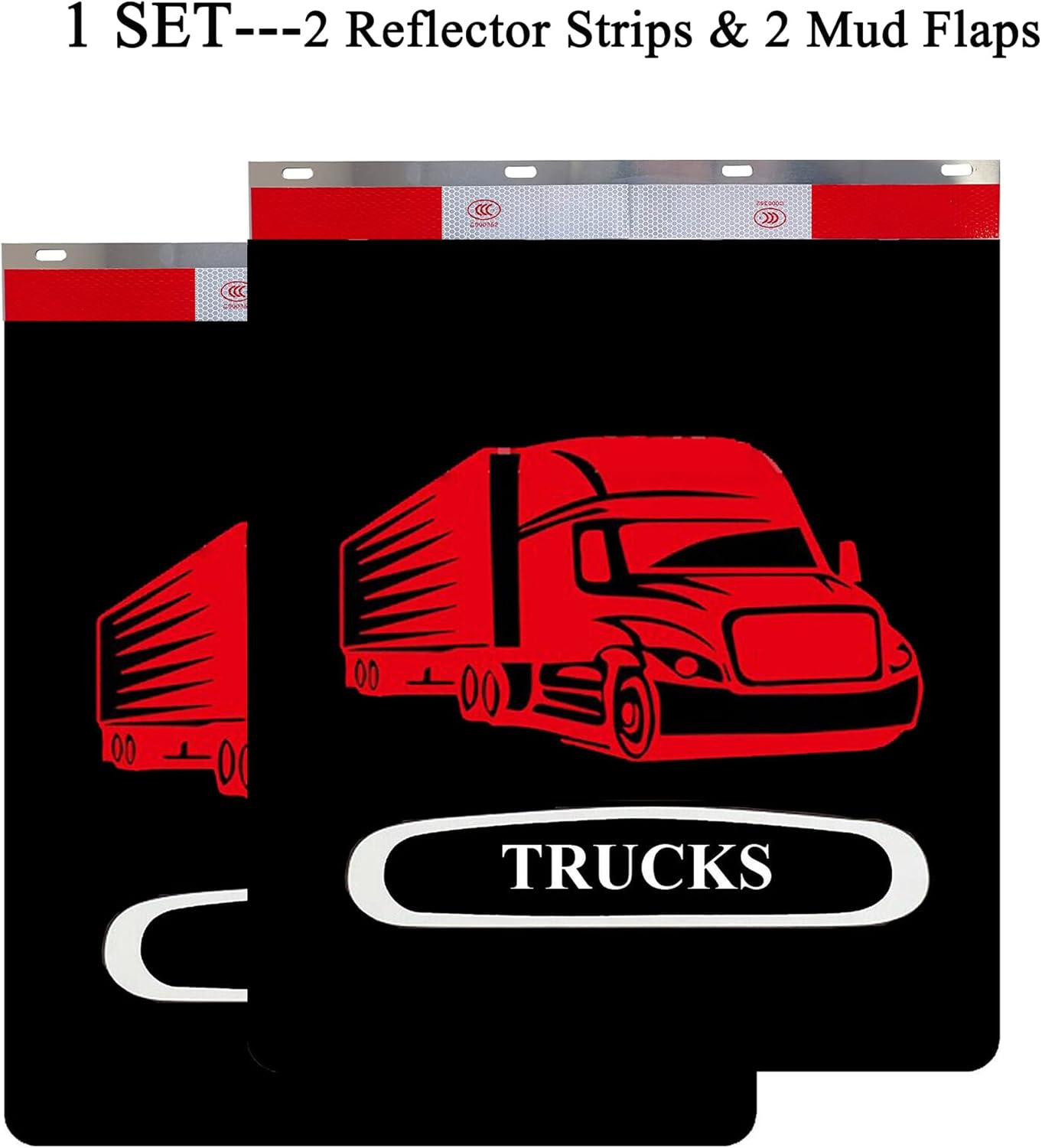 24"x30" Mud Flaps with Reflective Aluminum Strips for Semi Truck Trailer P484599