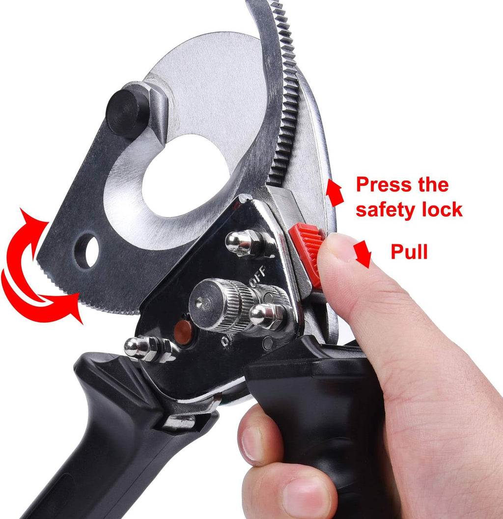 Ratchet Cable Wire Cutter, Steel Blades, 9.4Inch Q46319