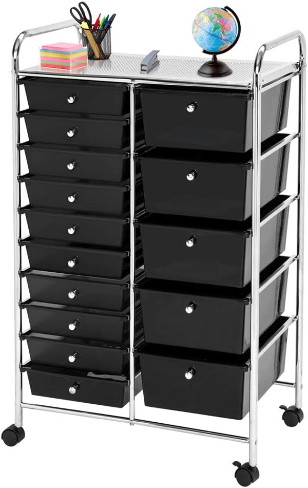 15-Drawer Rolling Storage Cart (Black) Q9619