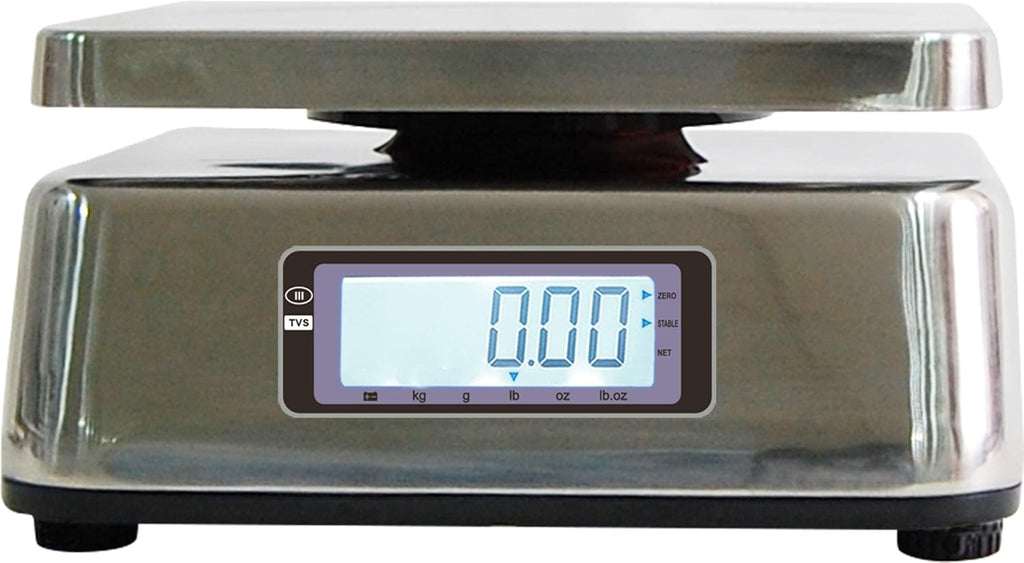 Stainless Steel Washdown Scale, 6lb Capacity, 0.001lb Readability, Dual Display A74993
