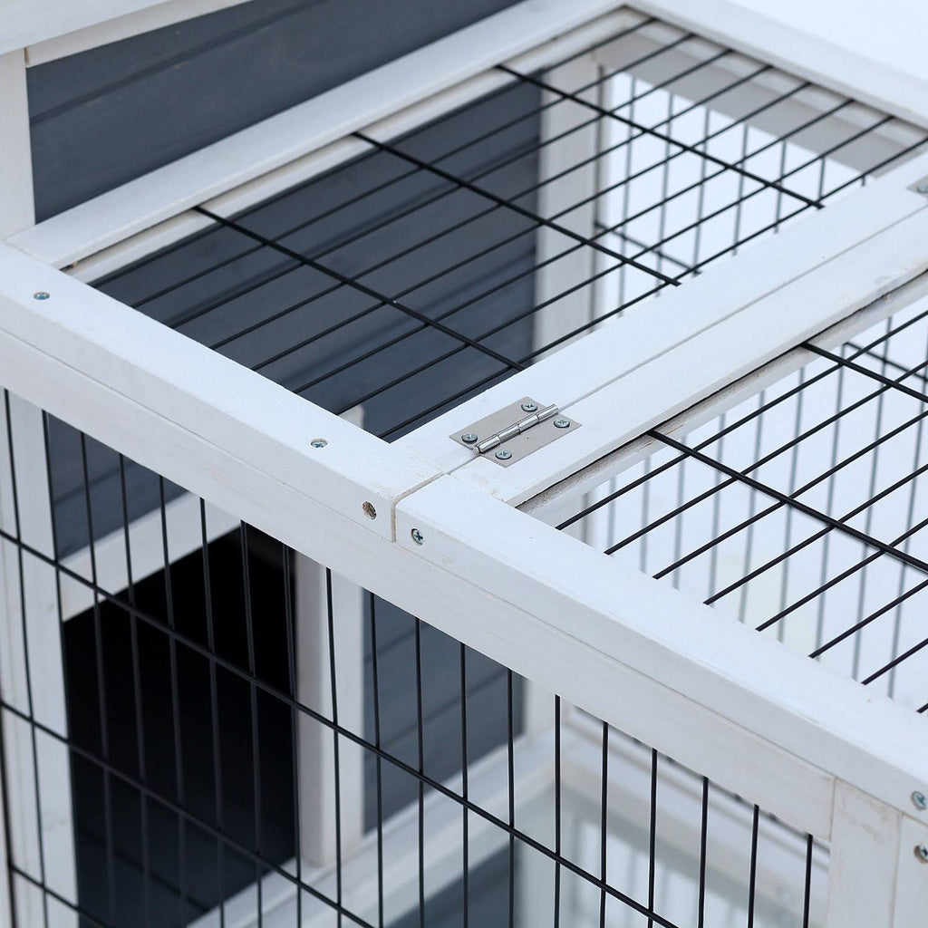 36x22 Raised Outdoor Wooden Rabbit Hutch with Enclosed Run A8651