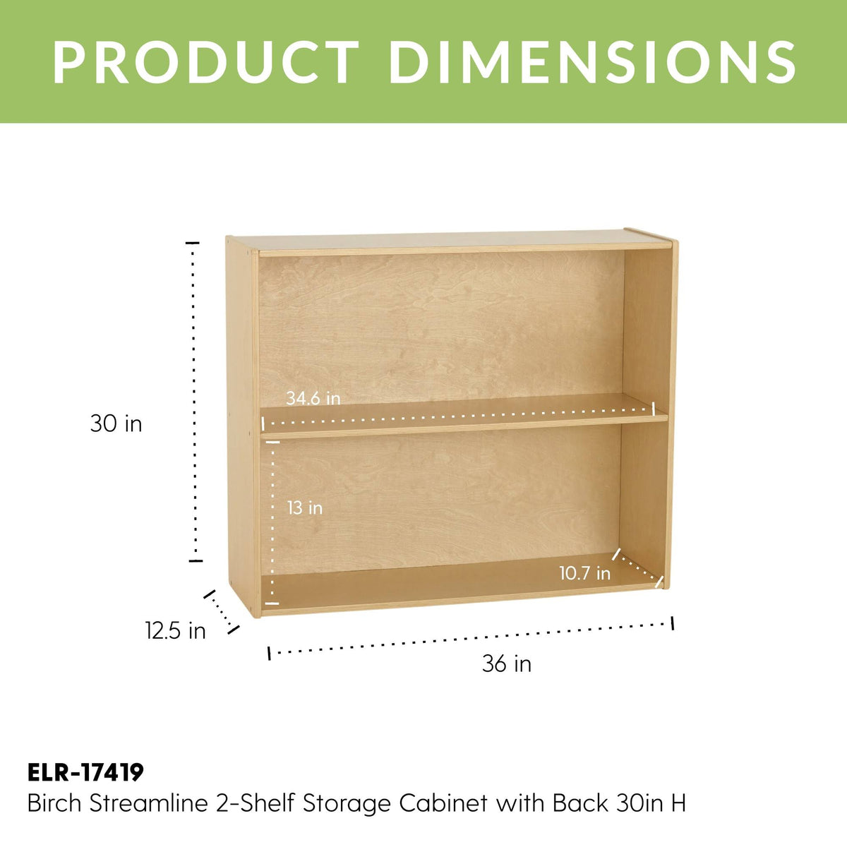 Birch 3-Shelf Storage Cabinet with Back 36in H A652