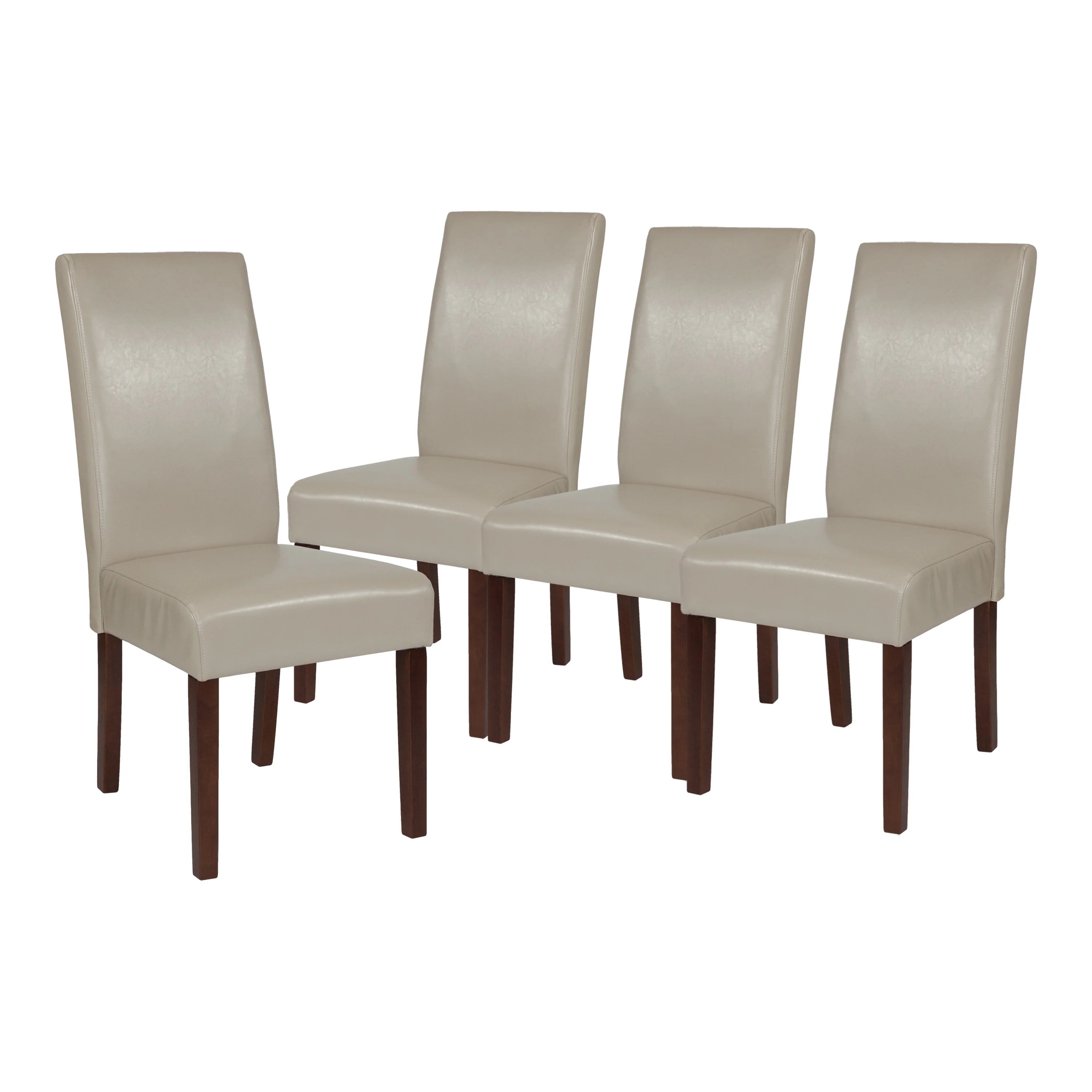 Beige Faux Leather Panel Back Parsons Dining Chair, Set of 4 G5100