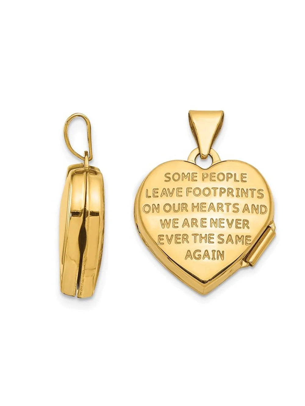 14K Yellow Gold Heart Locket Pendant Necklace with Chain E3346