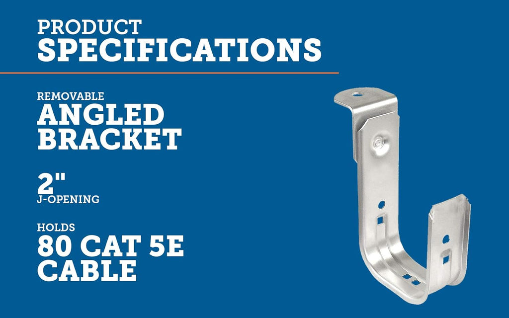 2 Inch Zinc Plated Steel J-Hook with Angle Bracket, 50 Pack R2722
