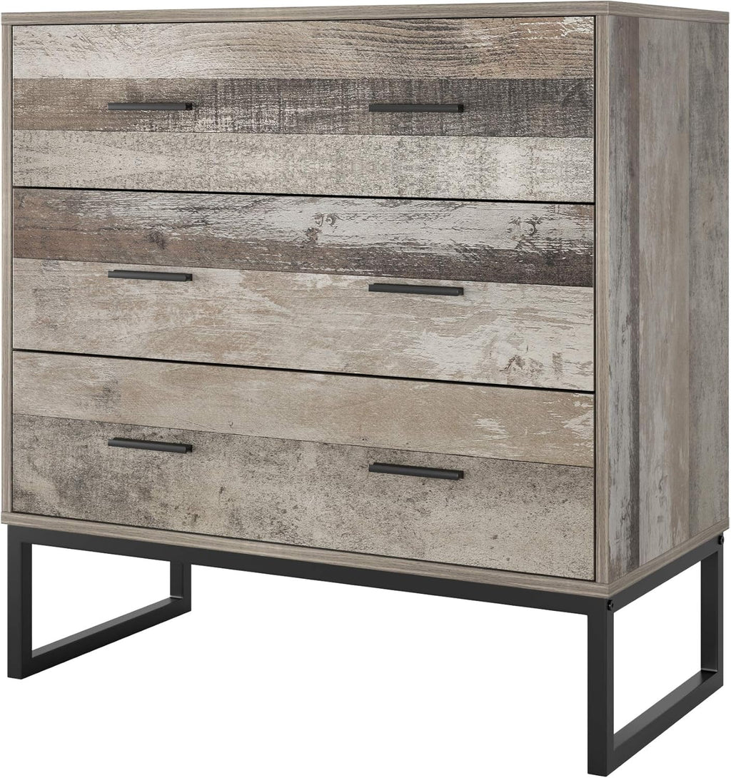 3 Drawer Solid Wood Frame Metal Legs Dresser S516