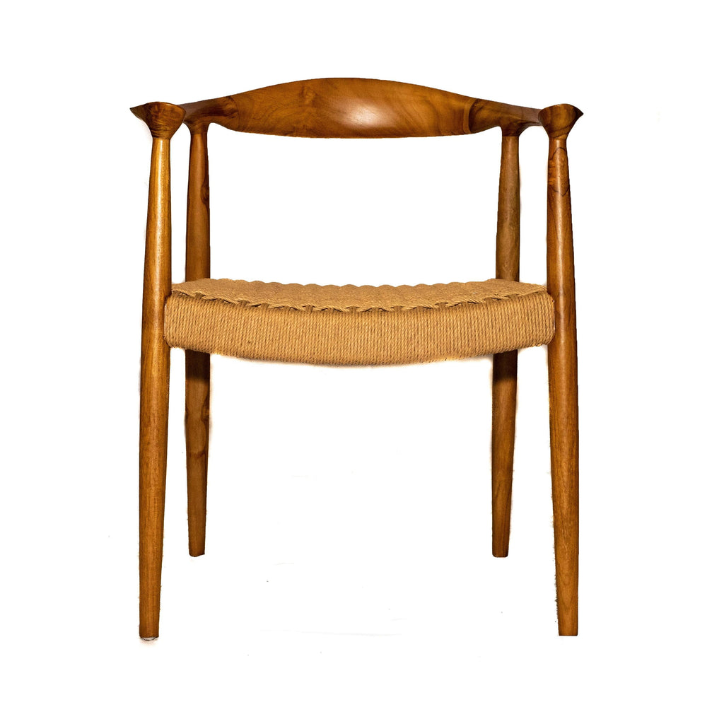 Natural Teak Wood Arm Chair with Rattan Seat K689