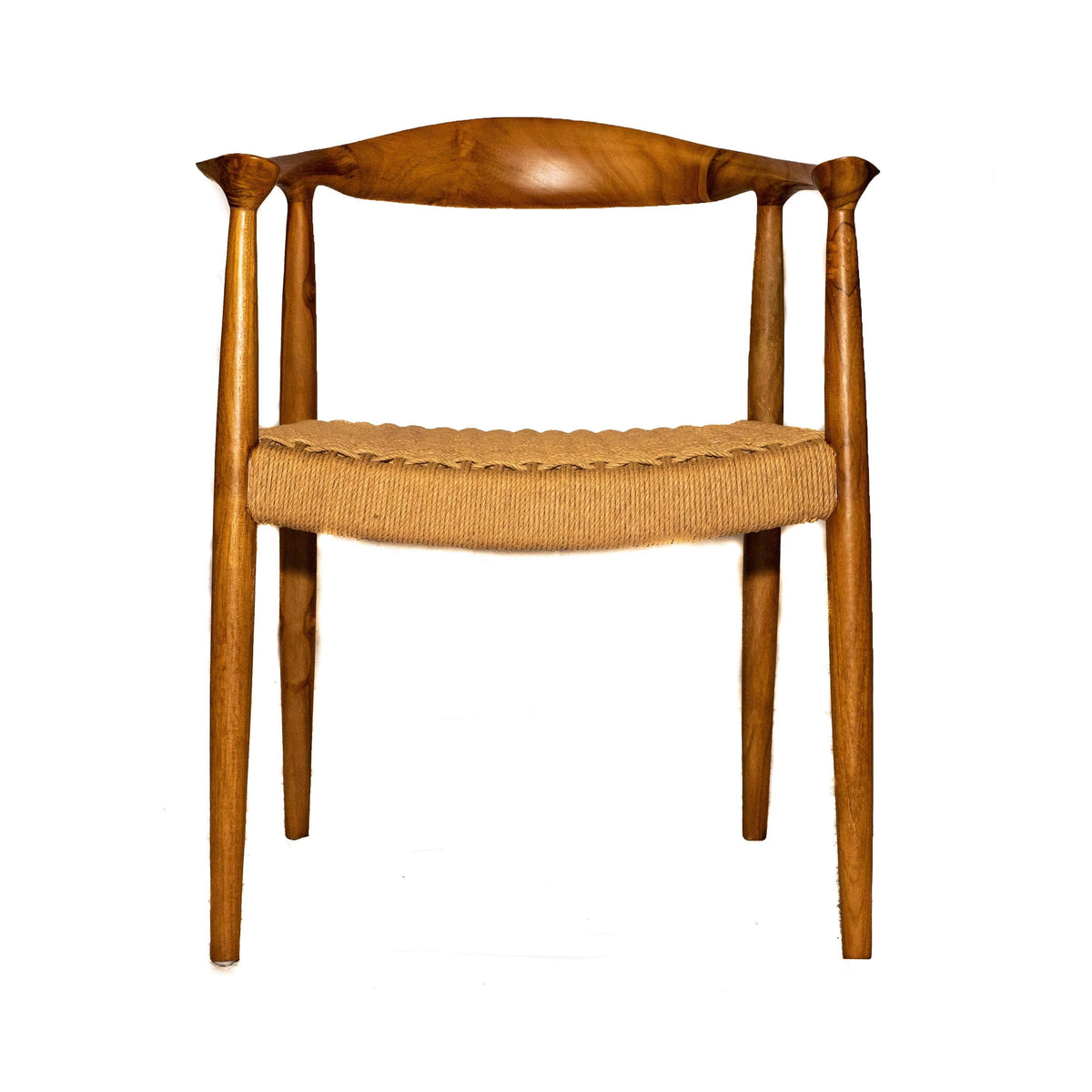 Natural Teak Wood Arm Chair with Rattan Seat K689