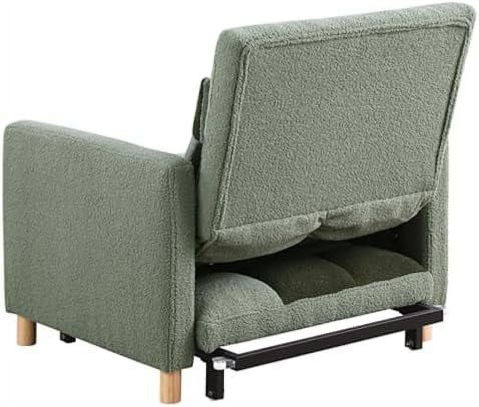 Convertible Sleeper Sofa Chair Bed 3-in-1 Velvet Couch with Pull-Out Bed Gray Q3194