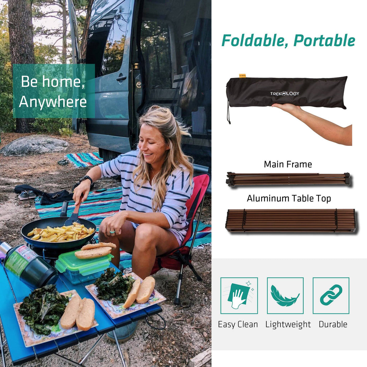 Blue Aluminum Portable Camping Side Table J32755