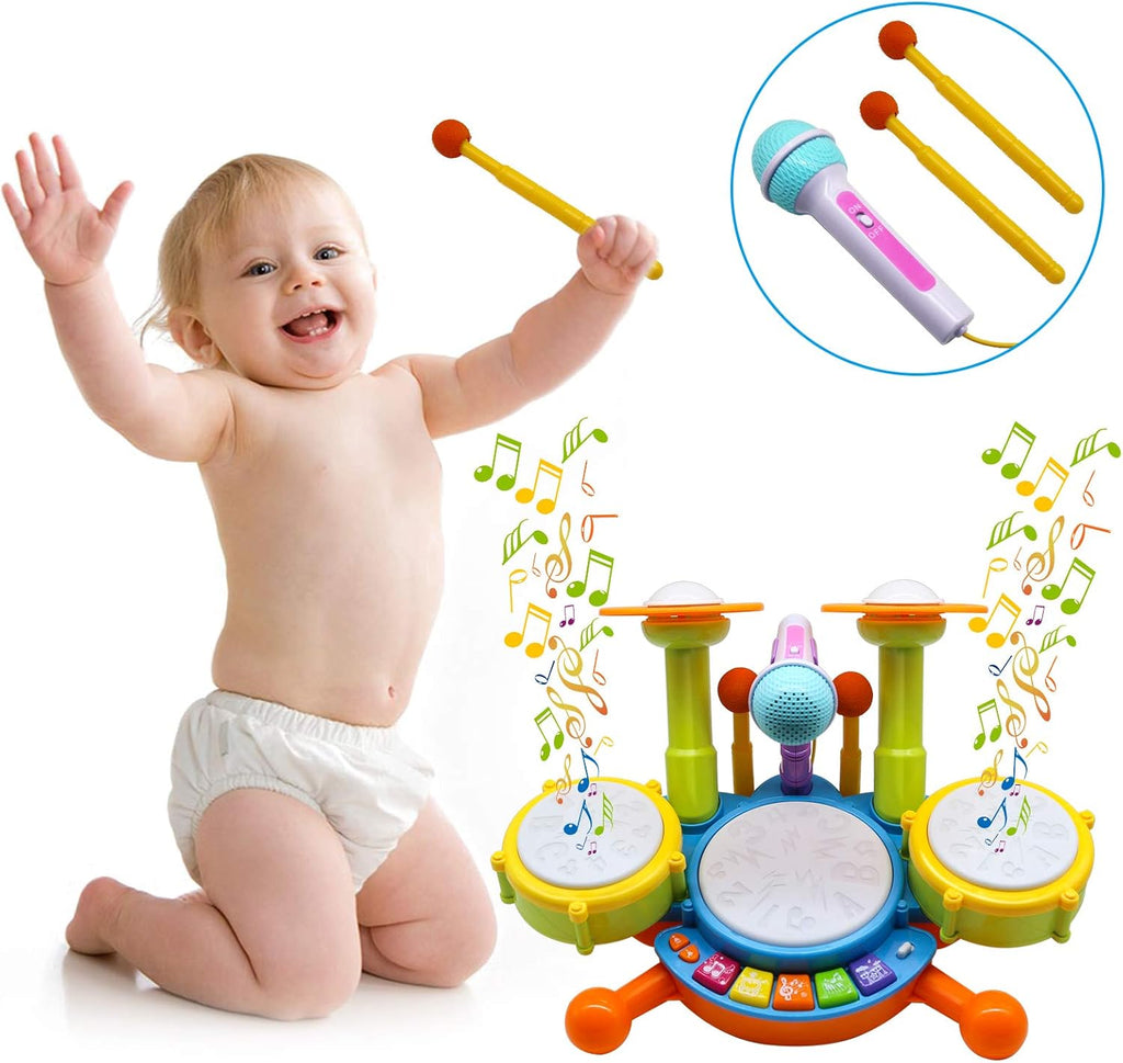 Drum Set for Kids with 2 Drum Sticks and Microphone, Musical Toys Pack of 2 R271923