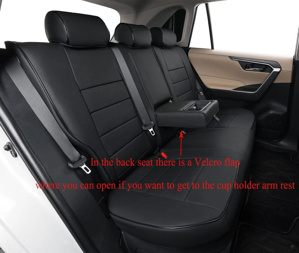 Black Breathable Leather Car Seat Covers Full Set Q256