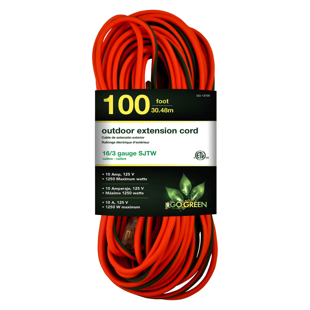 16/3 100 Ft SJTW Outdoor Extension Cord with Lighted End G136