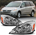 Chrome Housing Headlights Headlamps Assembly Set D174