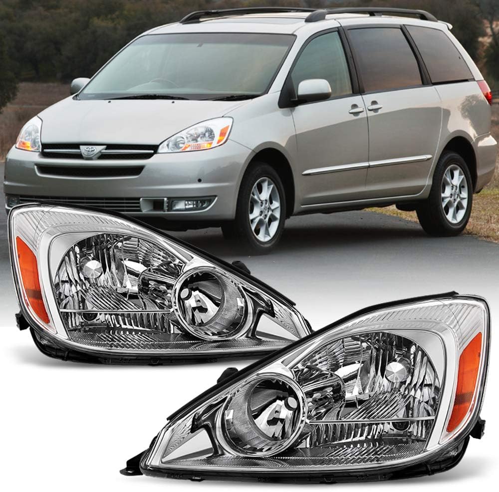 Chrome Housing Headlights Headlamps Assembly Set D174