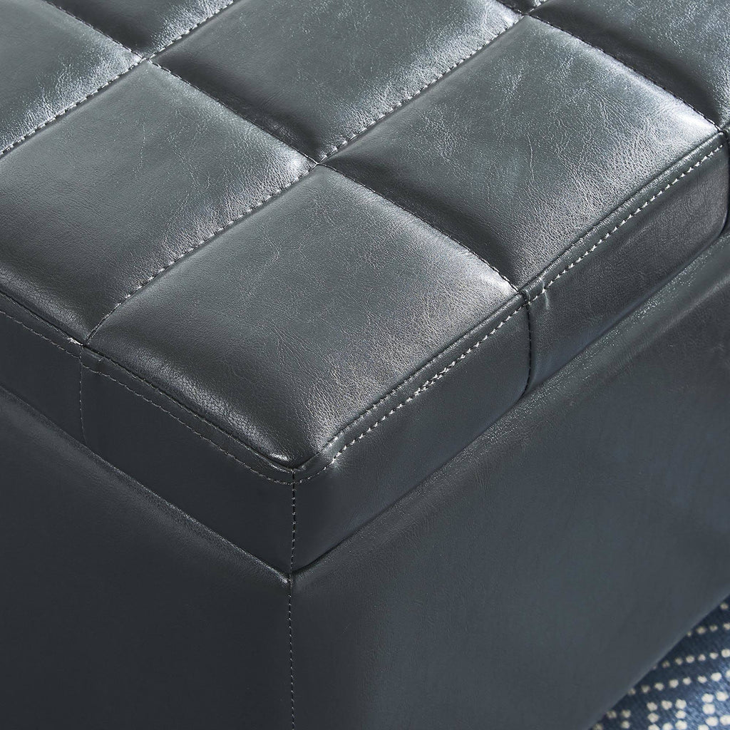 Grey Faux Leather Storage Ottoman F1725