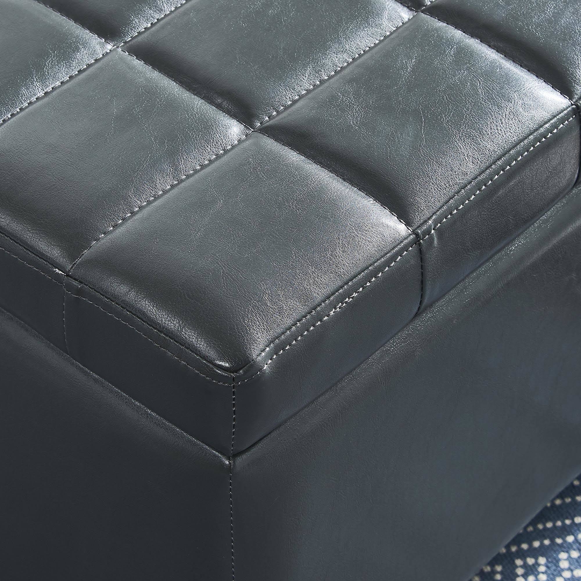 Grey Faux Leather Storage Ottoman F1725
