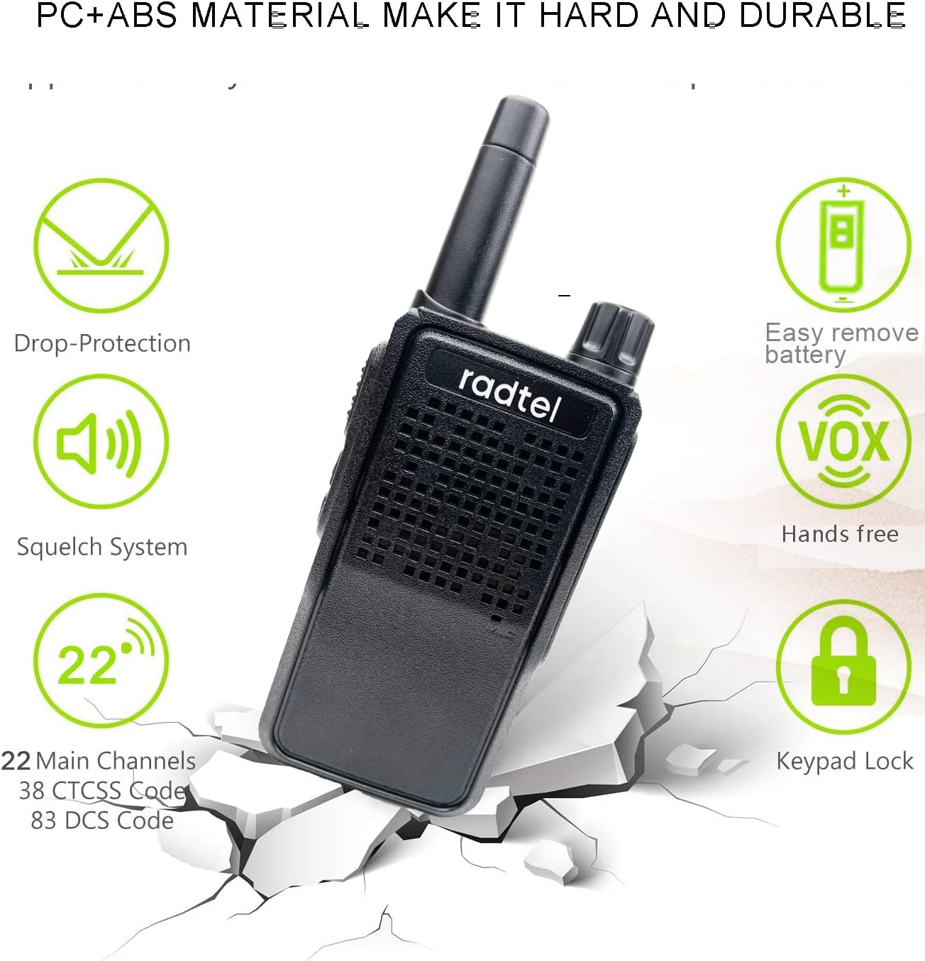 4 Pack Rechargeable Two Way Radio Walkie Talkies X6387